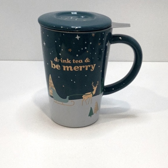 👠 David’s Tea Christmas Mug with Lid and Strainer Insert - Picture 4 of 13